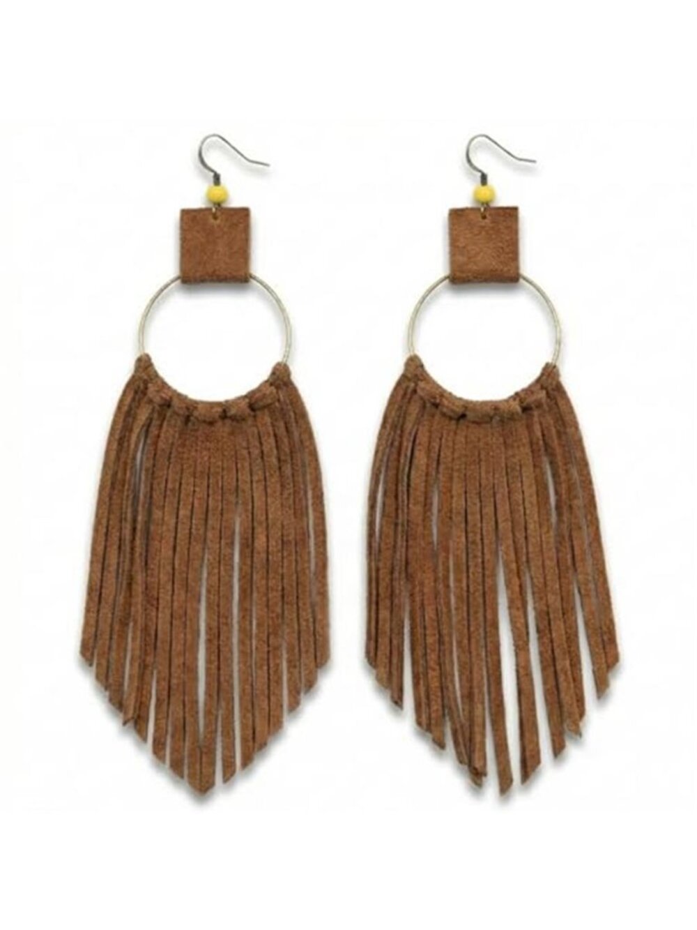 Handmade Genuine Leather Earrings for Women – Long Teardrop Boho Dangles,